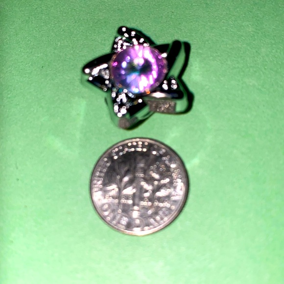 (10 for $15) Silver Star w/ clear purple rhinestone plastic Crocs Shoe Charms - Picture 1 of 1